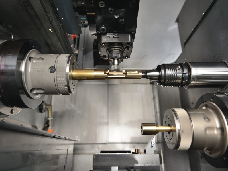 Máy tiện CNC 2 đầu là dòng máy tiện được thiết kế với hai đầu trục chính gia công đồng bộ